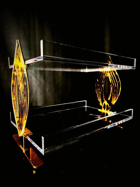 Acrylic 2Tire Serving Tray With Gold Accent 30x26cm - Al Kabayel Discount CentreAcrylic 2Tire Serving Tray With Gold Accent 30x26cmServing TraysAKDCAl Kabayel Discount Centre