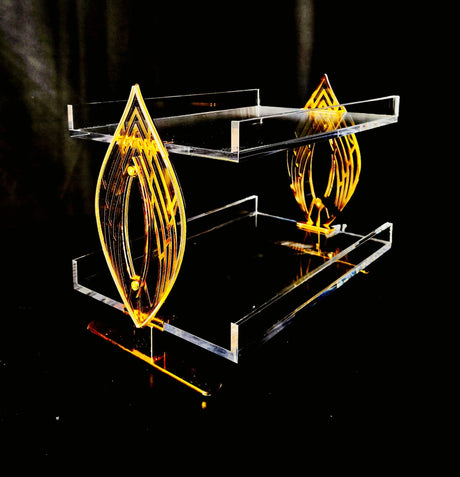 Acrylic 2Tire Serving Tray With Gold Accent 30x26cm - Al Kabayel Discount CentreAcrylic 2Tire Serving Tray With Gold Accent 30x26cmServing TraysAKDCAl Kabayel Discount Centre