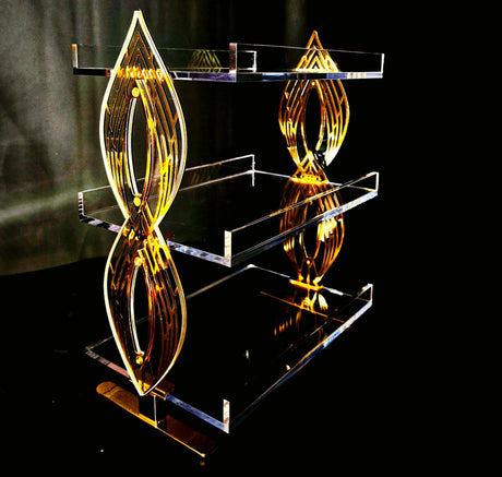 Acrylic 3Tire Serving Tray With Gold Accent 30x36cm - Al Kabayel Discount CentreAcrylic 3Tire Serving Tray With Gold Accent 30x36cmServing TraysAKDCAl Kabayel Discount Centre