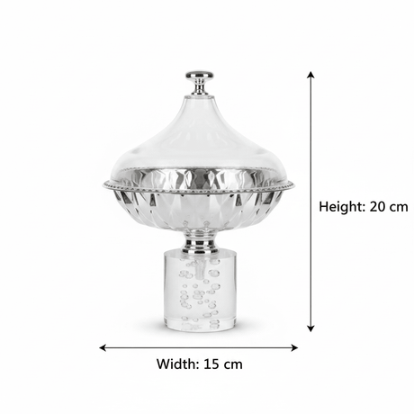 Acrylic Footed Silver Candy Bowl with Acrylic Dome Lid - 20×15 cm - Al Kabayel Discount CentreAcrylic Footed Silver Candy Bowl with Acrylic Dome Lid - 20×15 cmBowlsAKDCAl Kabayel Discount Centre