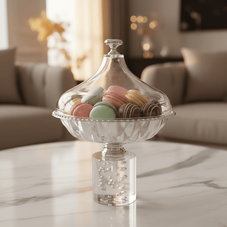Acrylic Footed Silver Candy Bowl with Acrylic Dome Lid - 20×15 cm - Al Kabayel Discount CentreAcrylic Footed Silver Candy Bowl with Acrylic Dome Lid - 20×15 cmBowlsAKDCAl Kabayel Discount Centre