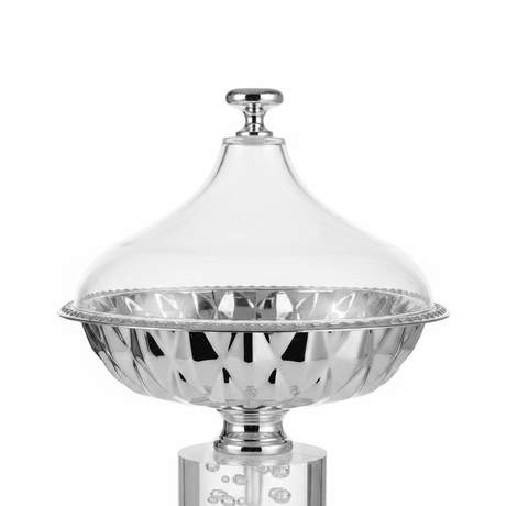 Acrylic Footed Silver Candy Bowl with Acrylic Dome Lid - 20×15 cm - Al Kabayel Discount CentreAcrylic Footed Silver Candy Bowl with Acrylic Dome Lid - 20×15 cmBowlsAKDCAl Kabayel Discount Centre