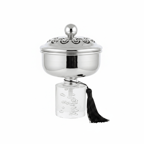 Acrylic Footed Silver Metal Candy Bowl with Lid - 18 × 12 cm - Al Kabayel Discount CentreAcrylic Footed Silver Metal Candy Bowl with Lid - 18 × 12 cmBowlsAKDCAl Kabayel Discount Centre