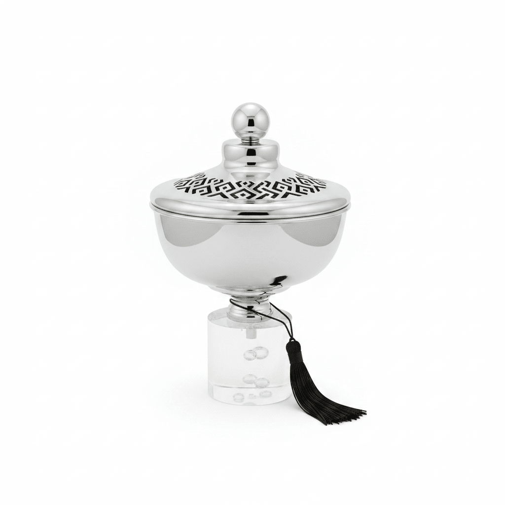 Acrylic Footed Silver Metal Candy Bowl with Lid - 22 × 13 cm - Al Kabayel Discount CentreAcrylic Footed Silver Metal Candy Bowl with Lid - 22 × 13 cmBowlsAKDCAl Kabayel Discount Centre