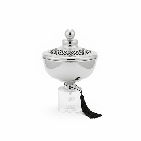 Acrylic Footed Silver Metal Candy Bowl with Lid - 22 × 13 cm - Al Kabayel Discount CentreAcrylic Footed Silver Metal Candy Bowl with Lid - 22 × 13 cmBowlsAKDCAl Kabayel Discount Centre
