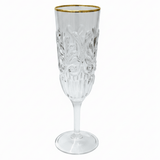 Acrylic Footed Stem Champagne Flute with Gold Rim | Baroque Embossed | 250ml - Al Kabayel Discount CentreAcrylic Footed Stem Champagne Flute with Gold Rim | Baroque Embossed | 250mlTumblersAKDCAl Kabayel Discount Centre