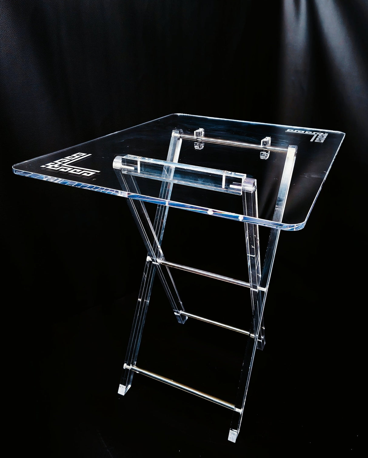Acrylic Serving Coffee Table Set Of 4 With Stand 40Cmx50Cm and 50cm Height Clear With Side Printed - Al Kabayel Discount CentreAcrylic Serving Coffee Table Set Of 4 With Stand 40Cmx50Cm and 50cm Height Clear With Side PrintedServing TraysAKDCAl Kabayel Discount Centre