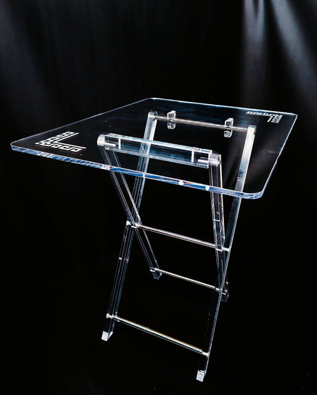 Acrylic Serving Coffee Table Set Of 4 With Stand 40Cmx50Cm and 50cm Height Clear With Side Printed - Al Kabayel Discount CentreAcrylic Serving Coffee Table Set Of 4 With Stand 40Cmx50Cm and 50cm Height Clear With Side PrintedServing TraysAKDCAl Kabayel Discount Centre