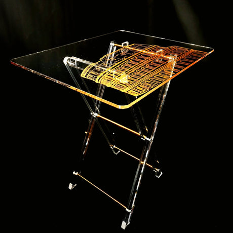 Acrylic Serving Coffee Table Set Of 4 With Stand 40Cmx50Cm With Golden Colosseum Design - Al Kabayel Discount CentreAcrylic Serving Coffee Table Set Of 4 With Stand 40Cmx50Cm With Golden Colosseum DesignServing TraysAKDCAl Kabayel Discount Centre