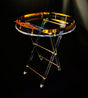 Acrylic Serving Oval Coffee Table Set Of 4 With Stand 40Cmx50Cm Striped With Golden Handle - Al Kabayel Discount CentreAcrylic Serving Oval Coffee Table Set Of 4 With Stand 40Cmx50Cm Striped With Golden HandleServing TraysAKDCAl Kabayel Discount Centre