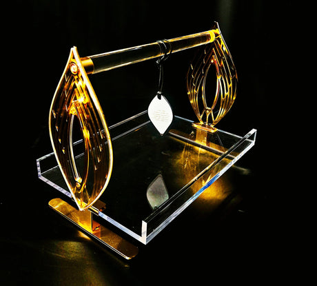Acrylic Serving Tray 1 Tier With Gold Accent 30Cm - Al Kabayel Discount CentreAcrylic Serving Tray 1 Tier With Gold Accent 30CmServing TraysAKDCAl Kabayel Discount Centre