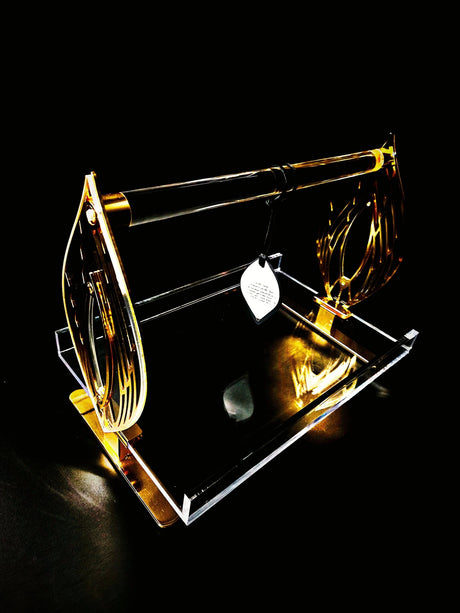 Acrylic Serving Tray 1 Tier With Gold Accent 30Cm - Al Kabayel Discount CentreAcrylic Serving Tray 1 Tier With Gold Accent 30CmServing TraysAKDCAl Kabayel Discount Centre