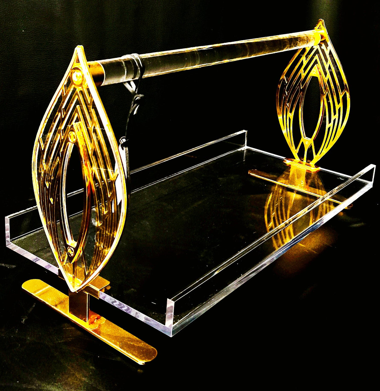 Acrylic Serving Tray 1 Tier With Gold Accent 40Cm - Al Kabayel Discount CentreAcrylic Serving Tray 1 Tier With Gold Accent 40CmServing TraysAKDCAl Kabayel Discount Centre