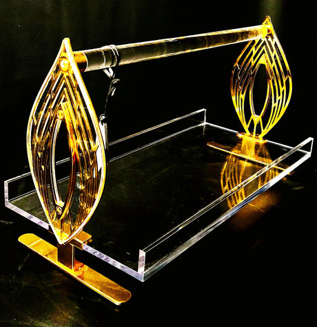 Acrylic Serving Tray 1 Tier With Gold Accent 40Cm - Al Kabayel Discount CentreAcrylic Serving Tray 1 Tier With Gold Accent 40CmServing TraysAKDCAl Kabayel Discount Centre