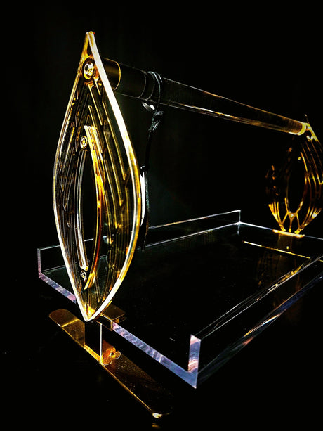 Acrylic Serving Tray 1 Tier With Gold Accent 40Cm - Al Kabayel Discount CentreAcrylic Serving Tray 1 Tier With Gold Accent 40CmServing TraysAKDCAl Kabayel Discount Centre