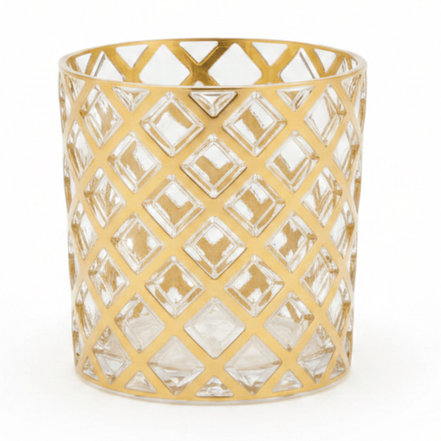Acrylic Tumbler with Golden Diamond Lattice Design | 200ml - Al Kabayel Discount CentreAcrylic Tumbler with Golden Diamond Lattice Design | 200mlTumblersAKDCAl Kabayel Discount Centre
