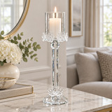 Crystal Candle Holder with Floral Details - 28×6cm