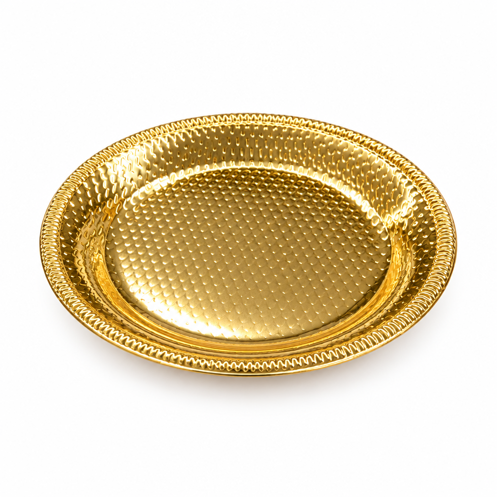 Round Metal Snack Tray Gold – 15cm