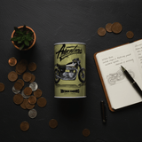 Adventure Motorcycle Vintage Enduro Metal Coin Piggy Bank Tin Box | Round Saving Box for Kids & Adults | 13×8 cm | Olive Green - Al Kabayel Discount CentreAdventure Motorcycle Vintage Enduro Metal Coin Piggy Bank Tin Box | Round Saving Box for Kids & Adults | 13×8 cm | Olive GreenOrganizers & AccessoriesAKDCAl Kabayel Discount Centre