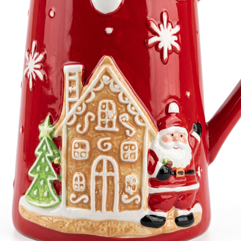 Ceramic Christmas Jug with Santa and Gingerbread House Design - 1 Litre