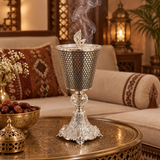 Metal Incense Burner Silver & Black - 25×10cm