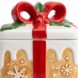 Ceramic Christmas Candy Jar with Bow Lid - 13×13cm