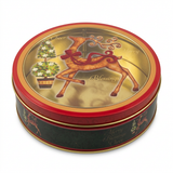 Round Metal Christmas Candy Box with Plastic Lid - 20cm