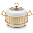 AFCO 2.2 Liter Round Chafing Dish – Elegant White & Gold Buffet Serving Dish with Heat - Resistant Glass Insert and Sturdy Outer Frame - Al Kabayel Discount CentreAFCO 2.2 Liter Round Chafing Dish – Elegant White & Gold Buffet Serving Dish with Heat - Resistant Glass Insert and Sturdy Outer FrameWarmersAFCOAl Kabayel Discount Centre