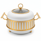 AFCO 3 Liter Round Chafing Dish – Stylish White & Gold Catering Food Warmer with Durable Body and Removable Inner Glass Container - Al Kabayel Discount CentreAFCO 3 Liter Round Chafing Dish – Stylish White & Gold Catering Food Warmer with Durable Body and Removable Inner Glass ContainerWarmersAFCOAl Kabayel Discount Centre