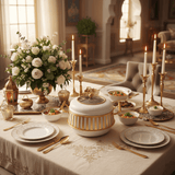 AFCO 3 Liter Round Chafing Dish – Stylish White & Gold Catering Food Warmer with Durable Body and Removable Inner Glass Container - Al Kabayel Discount CentreAFCO 3 Liter Round Chafing Dish – Stylish White & Gold Catering Food Warmer with Durable Body and Removable Inner Glass ContainerWarmersAFCOAl Kabayel Discount Centre