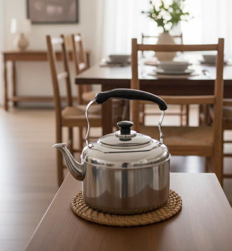 AFCO Large Stainless Steel Whistling Kettle 5 Litre – Durable Heavy - Duty Construction, Stylish Silver Shine, Whistle Alert System, Suitable for Family Kitchens - Al Kabayel Discount CentreAFCO Large Stainless Steel Whistling Kettle 5 Litre – Durable Heavy - Duty Construction, Stylish Silver Shine, Whistle Alert System, Suitable for Family KitchensTea/Coffee PotsAFCOAl Kabayel Discount Centre