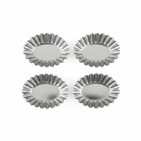 AFCO Mini Cake Mould Set – 4 Pcs – Stainless Steel – Oval Fluted Design - Al Kabayel Discount CentreAFCO Mini Cake Mould Set – 4 Pcs – Stainless Steel – Oval Fluted DesignCake Mold & Baking MoldsAFCOAl Kabayel Discount Centre