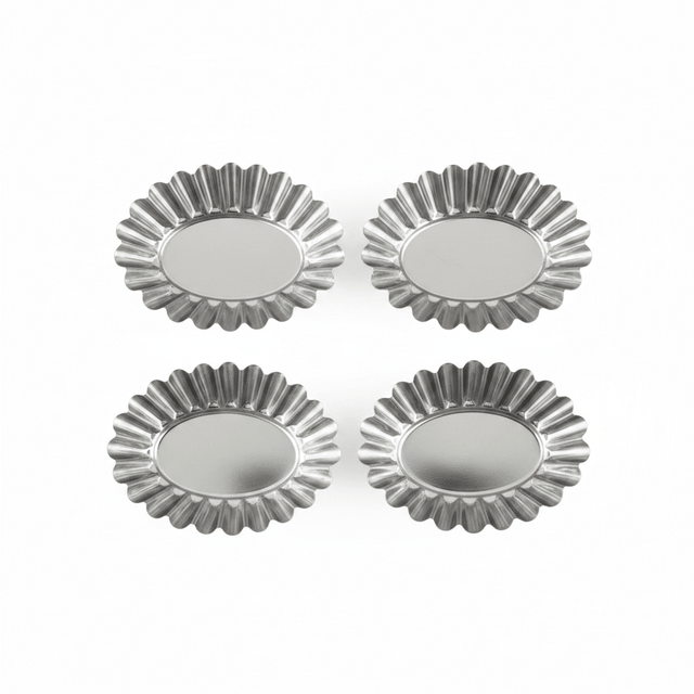AFCO Mini Cake Mould Set – 4 Pcs – Stainless Steel – Oval Fluted Design - Al Kabayel Discount CentreAFCO Mini Cake Mould Set – 4 Pcs – Stainless Steel – Oval Fluted DesignCake Mold & Baking MoldsAFCOAl Kabayel Discount Centre
