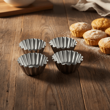 AFCO Mini Cake Moulds – Set of 4 – 7cm Fluted Tart Tins - Al Kabayel Discount CentreAFCO Mini Cake Moulds – Set of 4 – 7cm Fluted Tart TinsCake Mold & Baking MoldsAFCOAl Kabayel Discount Centre
