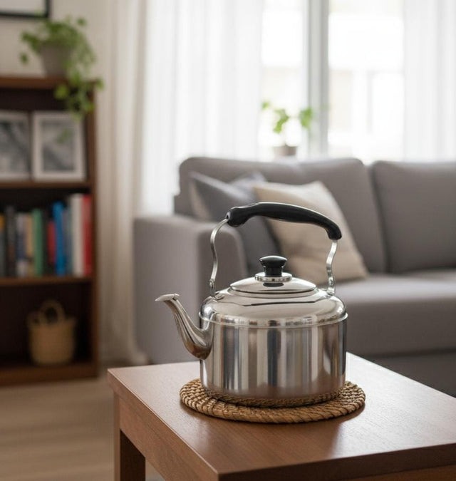 AFCO Premium Stainless Steel Whistling Kettle 2 Litre – Rust - Resistant Body, Ergonomic Grip, Whistle Spout for Safe Pouring, Perfect for Daily Tea & Coffee - Al Kabayel Discount CentreAFCO Premium Stainless Steel Whistling Kettle 2 Litre – Rust - Resistant Body, Ergonomic Grip, Whistle Spout for Safe Pouring, Perfect for Daily Tea & CoffeeTea/Coffee PotsAFCOAl Kabayel Discount Centre