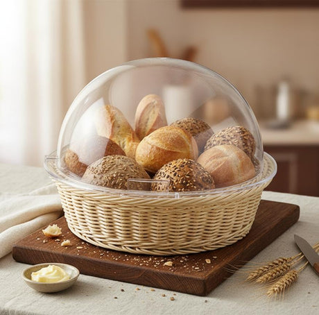 AFCO Round Rattan Bread Basket with Lid – Elegant Cream Color Serving & Storage Basket - Al Kabayel Discount CentreAFCO Round Rattan Bread Basket with Lid – Elegant Cream Color Serving & Storage BasketOrganizers & AccessoriesAFCOAl Kabayel Discount Centre