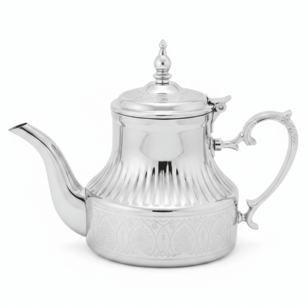Afco Silver Stainless Steel Arabic Tea & Coffee Pot — 0.8 Litre | Ornate Engraved Dallah - Al Kabayel Discount CentreAfco Silver Stainless Steel Arabic Tea & Coffee Pot — 0.8 Litre | Ornate Engraved DallahTea/Coffee PotsAFCOAl Kabayel Discount Centre