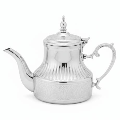 Afco Silver Stainless Steel Arabic Tea & Coffee Pot — 0.8 Litre | Ornate Engraved Dallah - Al Kabayel Discount CentreAfco Silver Stainless Steel Arabic Tea & Coffee Pot — 0.8 Litre | Ornate Engraved DallahTea/Coffee PotsAFCOAl Kabayel Discount Centre