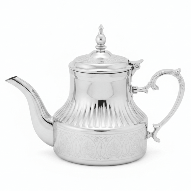 Afco Silver Stainless Steel Arabic Tea & Coffee Pot — 0.8 Litre | Ornate Engraved Dallah - Al Kabayel Discount CentreAfco Silver Stainless Steel Arabic Tea & Coffee Pot — 0.8 Litre | Ornate Engraved DallahTea/Coffee PotsAFCOAl Kabayel Discount Centre