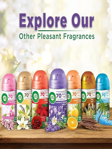Air Wick Air Freshener Freshmatic Auto Spray Lavender & Chamomile Gadget and Refill, Eliminates Bad Odour like Cat Litter Smell, 250 ml (Pack of 2) - Al Kabayel Discount CenterAir Wick Air Freshener Freshmatic Auto Spray Lavender & Chamomile Gadget and Refill, Eliminates Bad Odour like Cat Litter Smell, 250 ml (Pack of 2)Home FragrancesAIR WICKAl Kabayel Discount Center