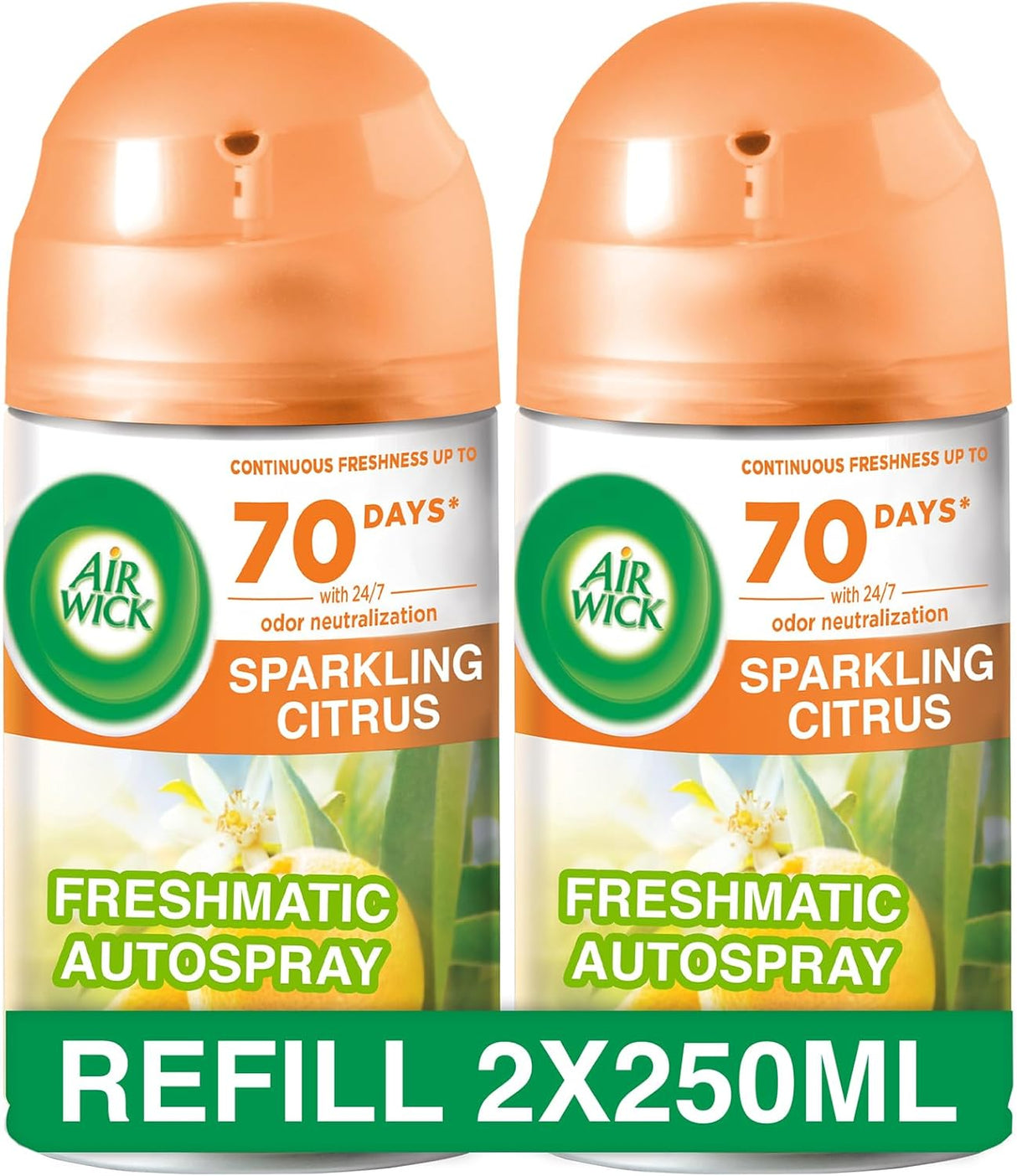 Air Wick Freshmatic Autospray Refill, Sparkling Citrus Scent 250 ml x2 - Al Kabayel Discount CentreAir Wick Freshmatic Autospray Refill, Sparkling Citrus Scent 250 ml x2Air FreshenersAIR WICKAl Kabayel Discount Centre