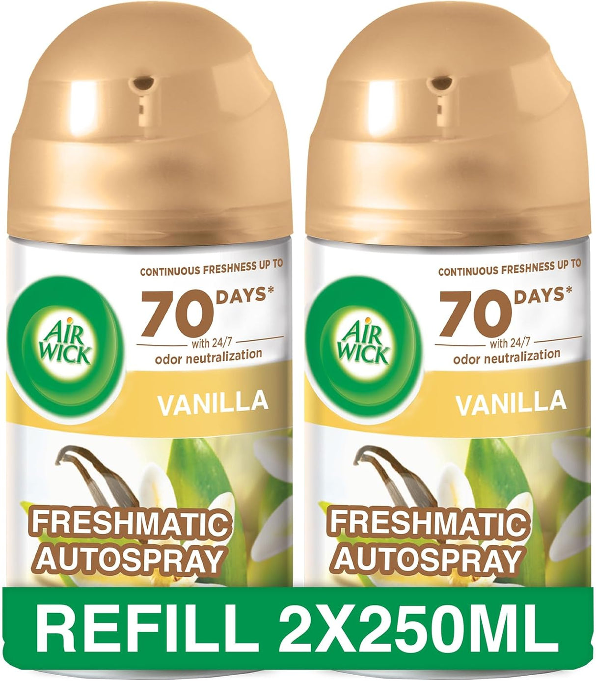 Air Wick Freshmatic Autospray Refill, Vanilla Fragrance, 250 ml (Pack of 2) - Al Kabayel Discount CentreAir Wick Freshmatic Autospray Refill, Vanilla Fragrance, 250 ml (Pack of 2)Air FreshenersAIR WICKAl Kabayel Discount Centre