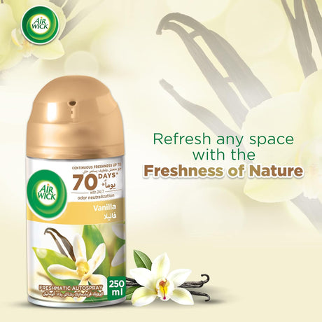 Air Wick Freshmatic Autospray Refill, Vanilla Fragrance, 250 ml (Pack of 2) - Al Kabayel Discount CentreAir Wick Freshmatic Autospray Refill, Vanilla Fragrance, 250 ml (Pack of 2)Air FreshenersAIR WICKAl Kabayel Discount Centre