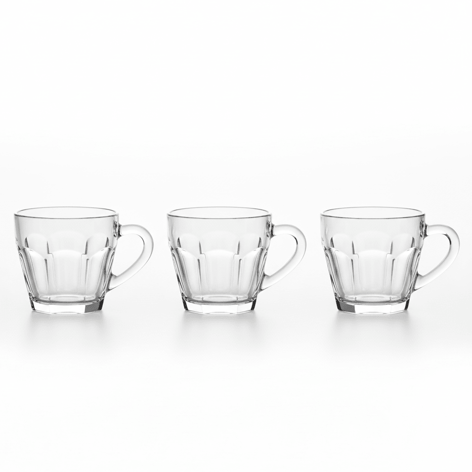 AKDC 100ml Compact Glass Tea Mugs for Espresso, Tea & Small Servings – Set of 3 - Al Kabayel Discount CentreAKDC 100ml Compact Glass Tea Mugs for Espresso, Tea & Small Servings – Set of 3TumblersAKDCAl Kabayel Discount Centre