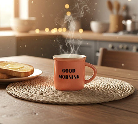 AKDC 100ml Pink Ceramic Mug with “Good Morning” Text – Small Cute Cup for Tea, Coffee & Espresso - Al Kabayel Discount CentreAKDC 100ml Pink Ceramic Mug with “Good Morning” Text – Small Cute Cup for Tea, Coffee & EspressoMugsAKDCAl Kabayel Discount Centre