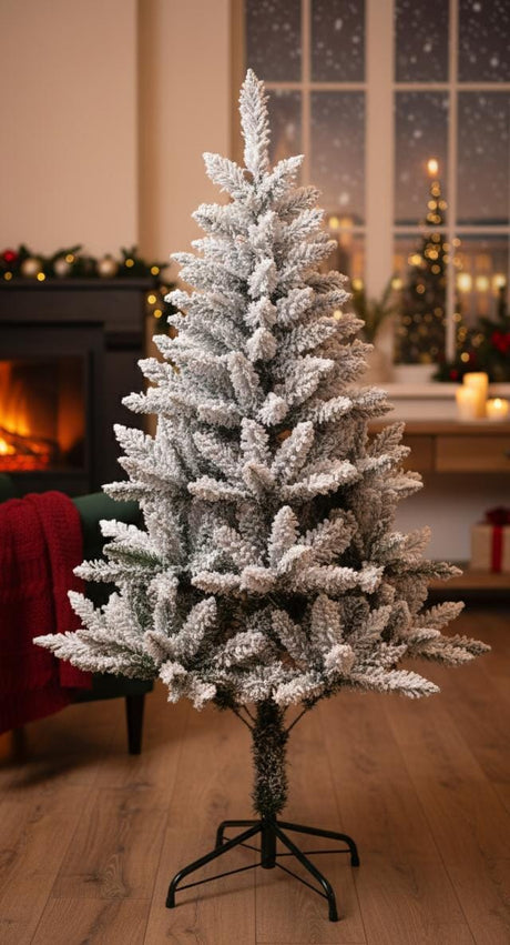 AKDC 120cm Snow Flocked Christmas Tree | White Winter Pine Tree with Realistic Branch Design - Al Kabayel Discount CentreAKDC 120cm Snow Flocked Christmas Tree | White Winter Pine Tree with Realistic Branch DesignHome Décor AccentsAKDCAl Kabayel Discount Centre