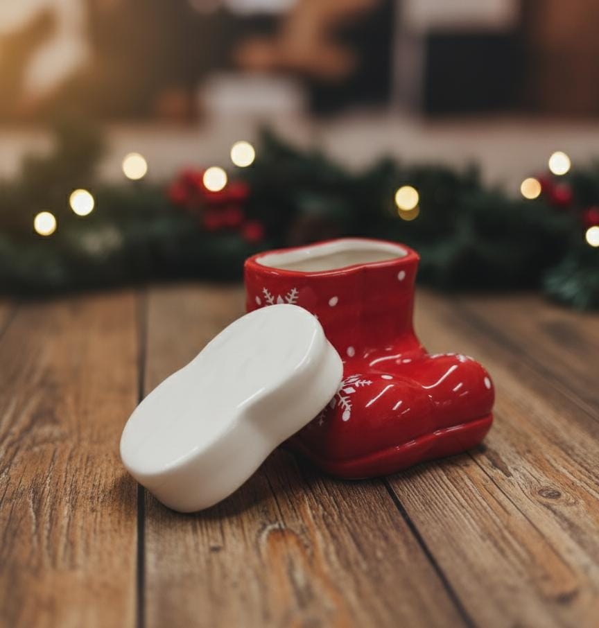AKDC 12cm Santa Shoe Shaped Ceramic Candy Pot – Red Christmas Decorative Jar for Sweets, Candies & Table Display - Al Kabayel Discount CentreAKDC 12cm Santa Shoe Shaped Ceramic Candy Pot – Red Christmas Decorative Jar for Sweets, Candies & Table DisplayHome Décor AccentsAKDCAl Kabayel Discount Centre