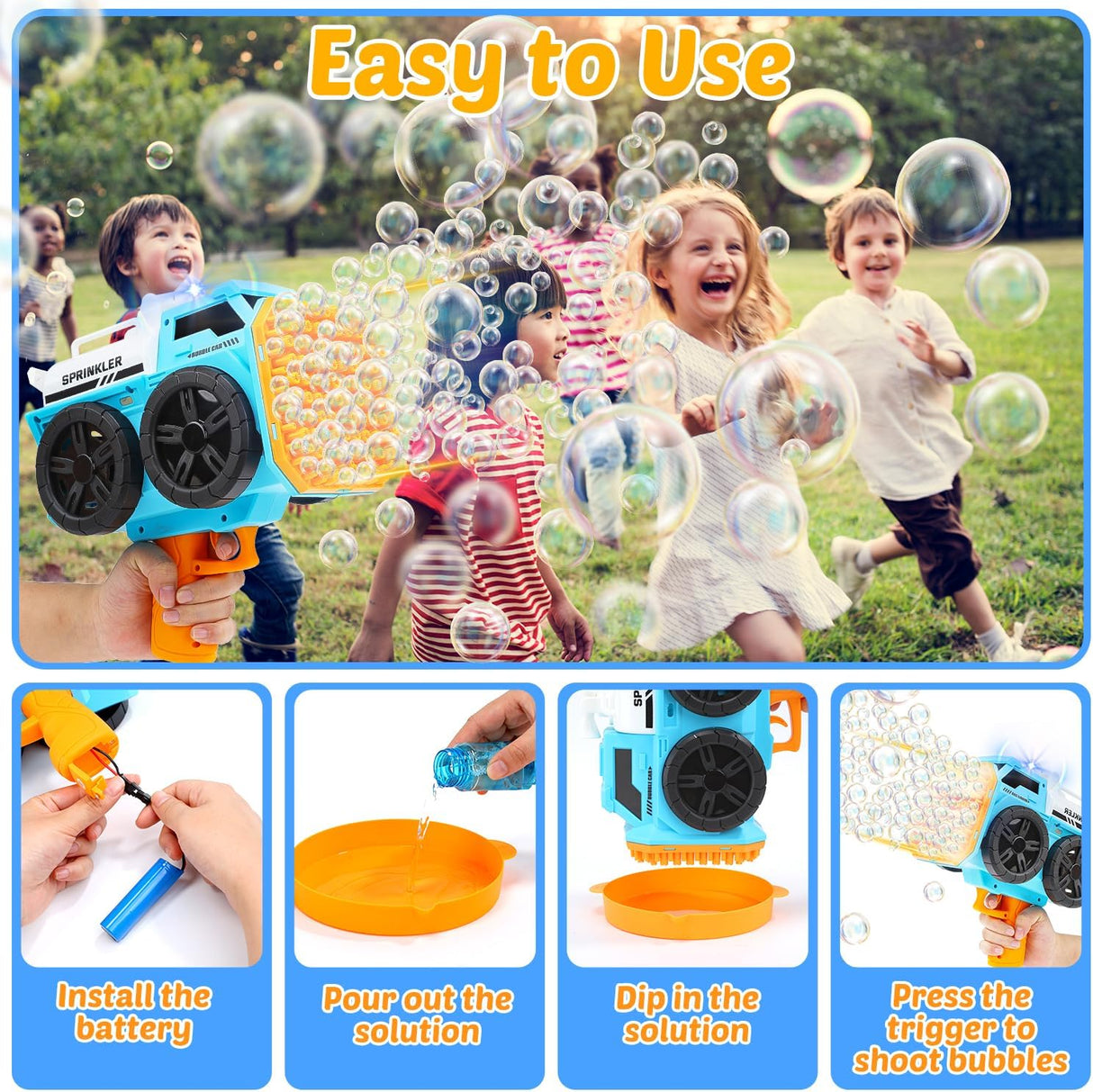 AKDC 139 Holes Battery Operated Powerful Sprinkler Bubble Car Gun, Cyan - Al Kabayel Discount CentreAKDC 139 Holes Battery Operated Powerful Sprinkler Bubble Car Gun, CyanBlaster & foam playAKDCAl Kabayel Discount Centre