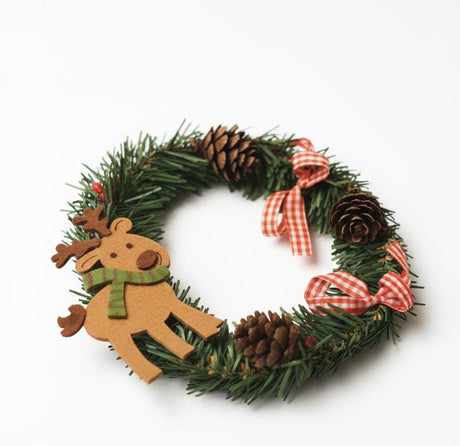 AKDC 14cm Mini Christmas Wreath | Green Leaves with Deer Design Holiday Hanging Ornament - Al Kabayel Discount CentreAKDC 14cm Mini Christmas Wreath | Green Leaves with Deer Design Holiday Hanging OrnamentHome Décor AccentsAKDCAl Kabayel Discount Centre