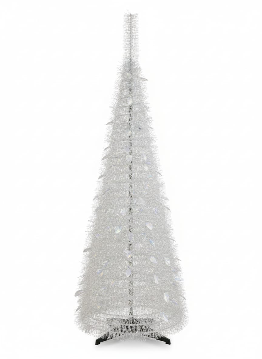AKDC 150cm Silver White Tinsel Christmas Tree | Elegant Frosted Metallic Holiday Tree - Al Kabayel Discount CentreAKDC 150cm Silver White Tinsel Christmas Tree | Elegant Frosted Metallic Holiday TreeHome Décor AccentsAKDCAl Kabayel Discount Centre